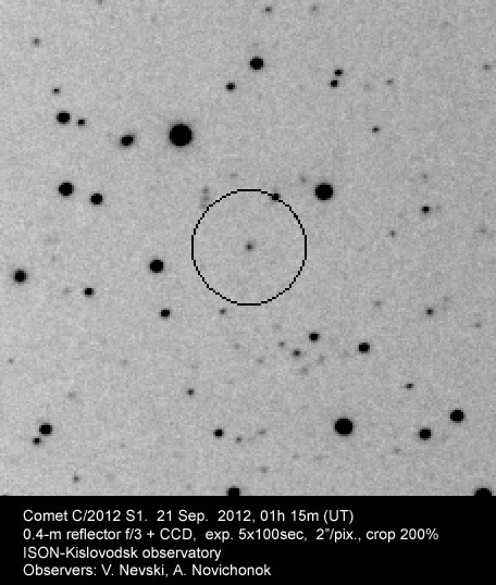 Image of comet ISON on 2012 September 21