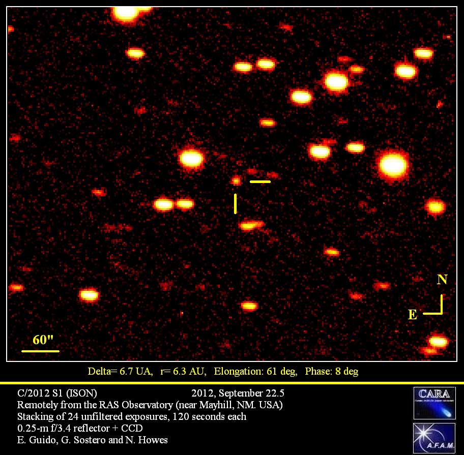 Image of comet ISON on 2012 September 22
