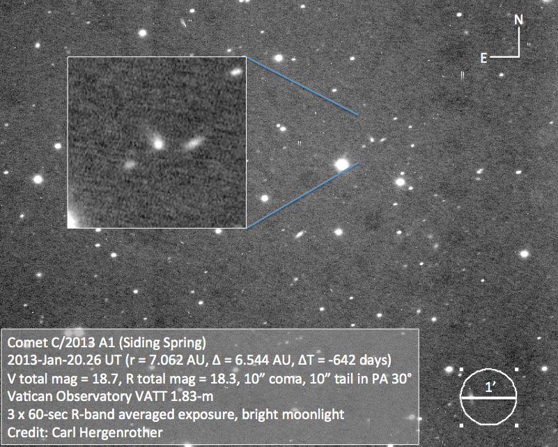 Image of comet Siding Spring on 2013 January 20