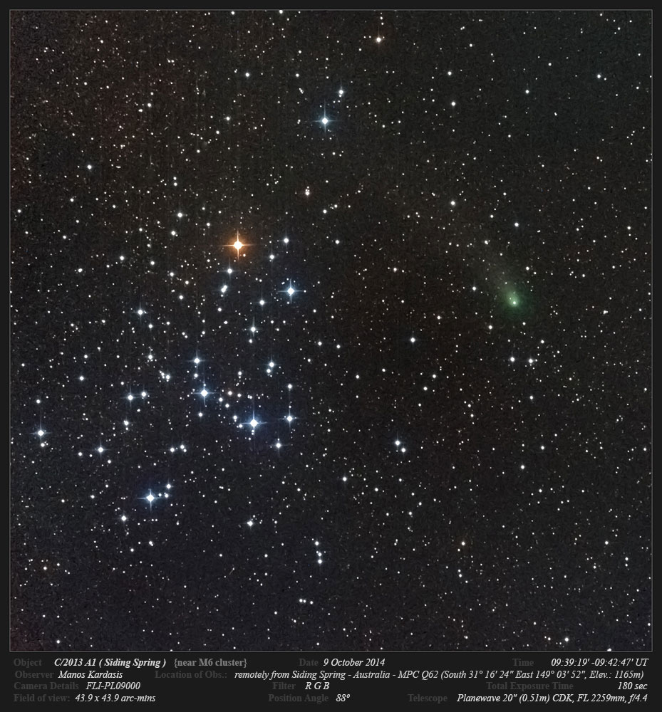 Image of comet Siding Spring on 2014 October 9